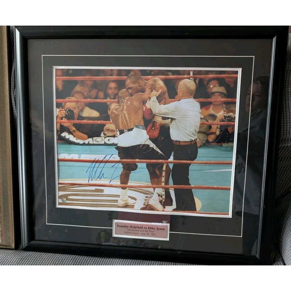 Mike Tyson Autograph w/COA Framed Photo 28x26" Ear Bite 1997 Evander Holyfield - Picture 2 of 7